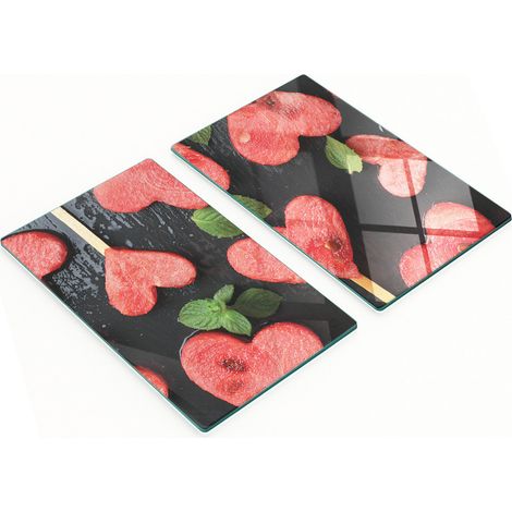Tablas de cocina de vidrio duraderas y elegantes con estampado de corazones de sand铆a, 2 x 30 x 52 cm.