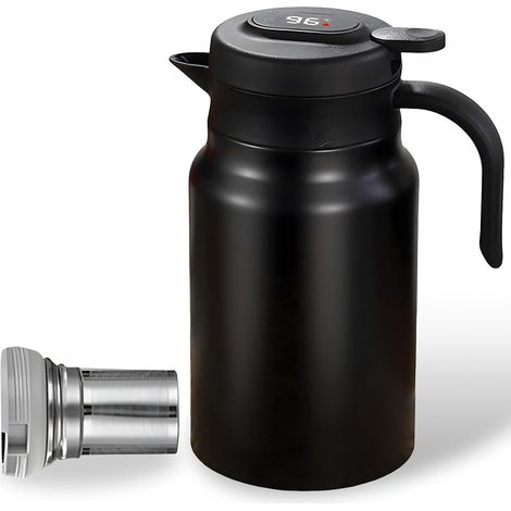 1 Thermos, Acier inoxydable, Affichage température, Infuseur thé, Isolation vide, 1,5 L, Noir (1/5)