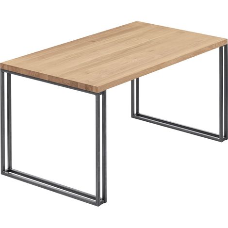 LAMO Manufaktur Esstisch Küchentisch, 140x80x76 cm (AxBxH), Frame, Natur / Rohstahl mit Klarlack, LAG-01-A-002-0000Fr