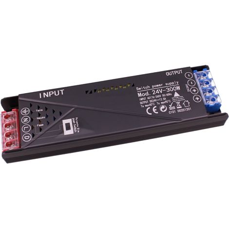 Alimentatore Trasformatore 24V Push Dimmer, Dimmerabile Con Pulsante NO (10-100%), Memoria Dopo Blackout, Spegnimento Soft, 2 Uscite, Input 220V IP20, Disponibili 100W 200W 300W 400W (300W) (1/3)