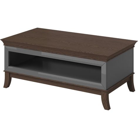 Tavolino basso chic rettangolare collezione PALACE Colori grigio e rovere scuro