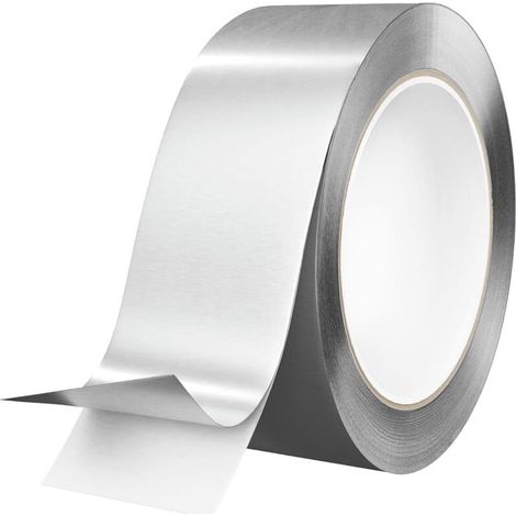 Lot de 10 rubans adhésifs en feuille d'aluminium de 2 mil d'épaisseur, avec doublure, résistant à 250 degrés, 15 m x 50 mm (argenté)