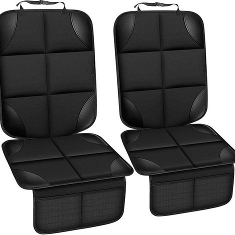 Set aus 2 wasserdichten und rutschfesten Kindersitzbezügen mit 2 Netz-Aufbewahrungstaschen, geeignet für Autos, SUVs, Kofferräume, Leder und Stoff, schwarz (12248cm).