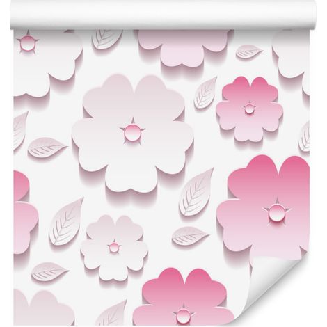 Papel pintado de flores y hojas con efecto 3D para salón y dormitorio, 50x1000 cm. (1/5)