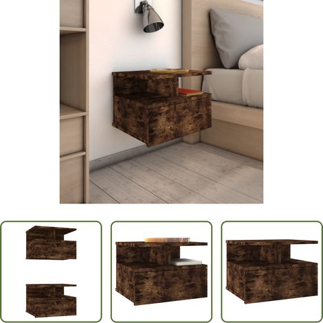 vidaXL Wandhalterung Nachttisch - Nachttisch Hängend 2 Stk. Räuchereiche 40x31x27cm Holzwerkstoff (1/5)