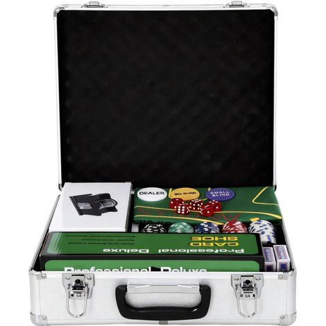 Mallette poker 500 jetons ABS cartes dés dealer tapis clé