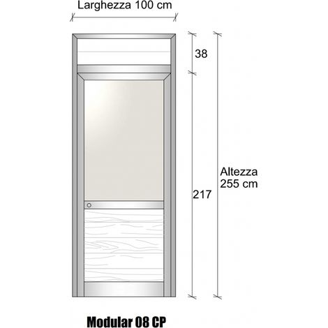 Modulo Continuativo Parete Divisoria in Alluminio Vetro Opale e Perline con Porta - H2550xL1000 mm Colore Grigio Mix - ITALFROM (1/4)