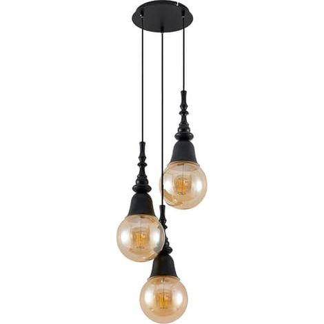 [NEUWERTIG] B-Ware Lucande Gesja Pendelleuchte Deckenlampe Hängeleuchte Deckenlicht 3 Flg Schwarz