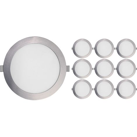 Pack 10 Downlights LED Empotrable Redondo 18W 1800lm Ø22.4cm 4000K Níquel 30000H SECOM