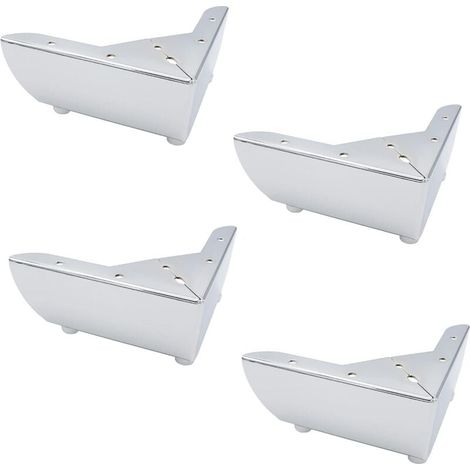 Pieds de meubles de cuisine à monter soi-même (55 mm) : pieds en métal robustes pour tables basses, armoires, lits, canapés, bureaux et chaises argentés, silencieux et antidérapants lot de 4 (1/4)