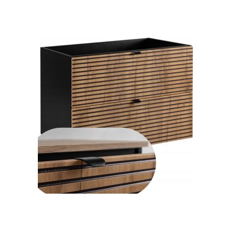 Rodan Waschbeckenunterschrank Loft 80 cm, Braun Matt und Schwarz, 46 x 80 x 57 cm, feuchtraumgeeignet, Badmöbel Unterschrank