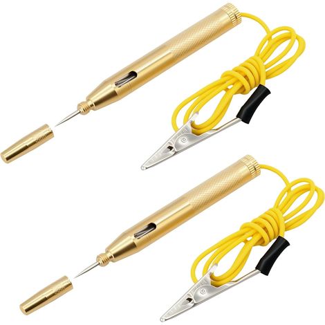 Lot de 2 testeurs de tension pour voiture - 6 V 12 V 24 V - Avec pince crocodile - Testeur de courant - Testeur de tension - Testeur de tension avec câble - Pour voitures et motos (1/5)