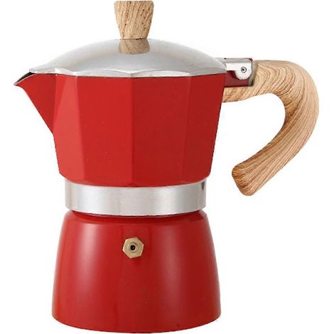 Tragbare rote türkische Kaffeemaschine mit Holzgriff im europäischen Stil (1/5)