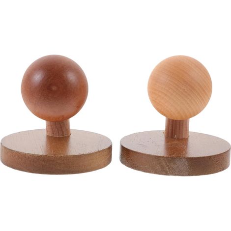 Lot de 2 patères murales en bois forme champignon sans clous