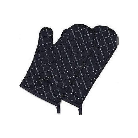 Ofenhandschuhe, Ofenhandschuhe, hitzebeständig, wasserdicht und rutschfest, Topflappen für Backofen und Grill, Baumwollfutter – 1 Paar, Schwarz