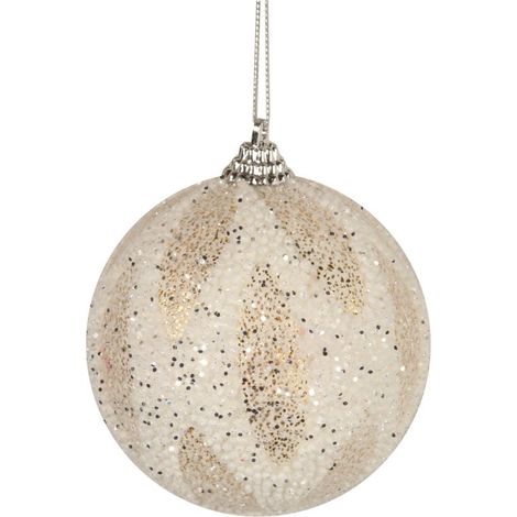 Pallina di polistirolo bianca e oro con glitter (1/3)