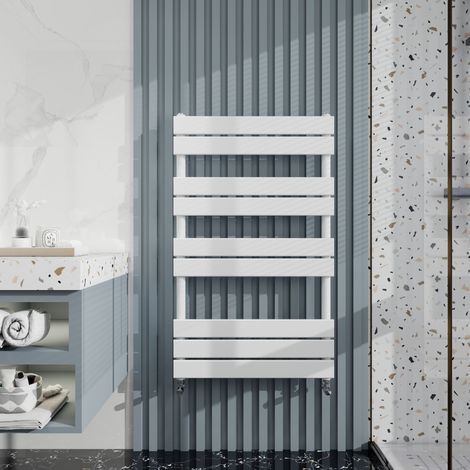 Biubiubath White Flat Panel Heated Towel Rail Bathroom Radiator 1000x600mm