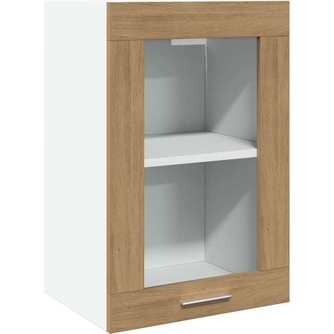 Hanging Glass Cabinet Lyon Artisan Oak 40x31x60 cm Engineered Wood vidaXL