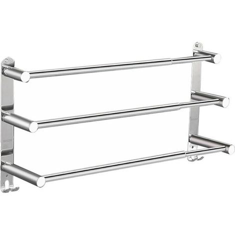 Porte Serviette Salle de Bain - Porte Serviette Extensible 43-75 - Porte Serviette Murale Acier Inoxydable sans Forage et Forage 2 méthodes d'installation (1/5)