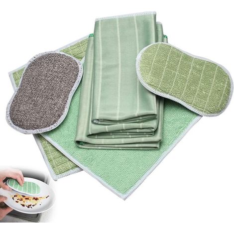 Lot de 6 Chiffon Bambou Microfibre, Chiffon Vitre sans Trace, pour Vitres Miroirs Carreaux Carrosserie Microfibre Bambou Vitre Ménage Salle De Bain (1/5)