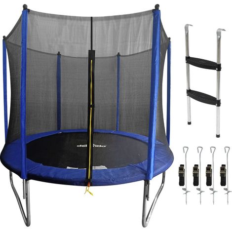 Dellonda DL93 Heavy-Duty Outdoor Trampoline with Safety Enclosure Net, Anchors & Ladder 8ft