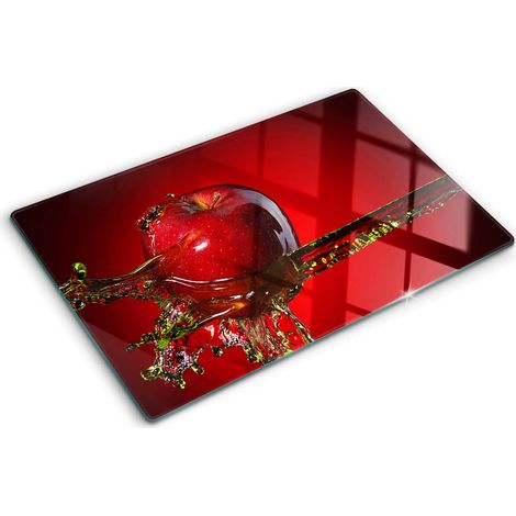 Planche de cuisine, couvre plaque, verre planche découper, verre trempé – 80 x 52 cm - Pomme et eau (1/5)