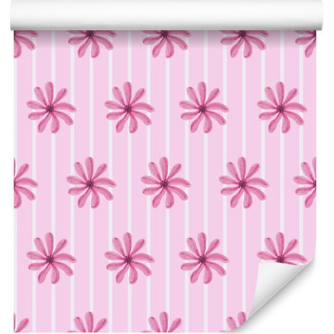 Carta da parati con motivi rosa cipria, lavanda e viola 50x1000 cm (1/5)