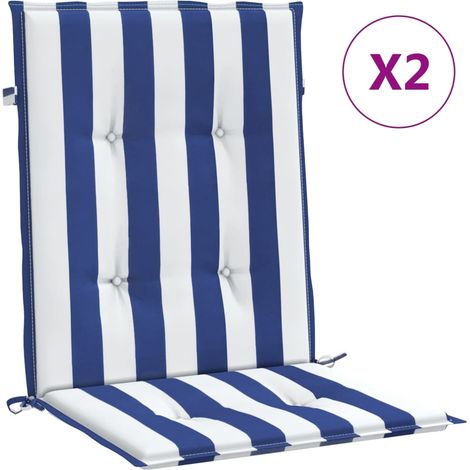 Coussins de chaise à dossier bas lot de 2,Coussins d'extérieur rayures bleu et blanc CFW219988 (1/5)