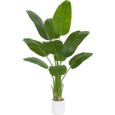 Plante Artificielle Oiseau de Paradis 150cm - Grande Plantes Bananier Artificielle Interieur avec Pot Blanc, Fausses Arbre Artificiel pour Décoration d'Intérieur de Bureau ou Salon ou Maison (1/5)