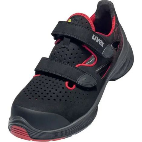 [NEUWERTIG] B-Ware Uvex Sicherheitssandalen Arbeitsschuhe Sandale S1 P Mikrovelours Schwarz Größe 43