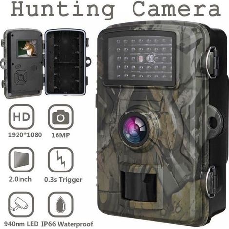 Chasse Caméra 1080P 16MP IP66 Vision Nocturne Chasse Trail Caméra Étanche Faune Photo Piège Caméra (1/4)
