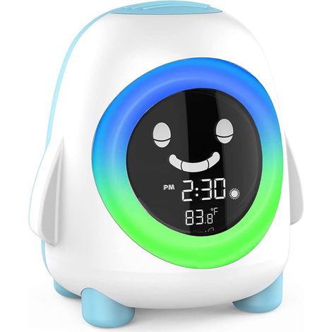Kinderwecker, Kleinkindwecker, Kinderschlaftrainingsuhr mit Nachtlicht, Schlafgeräuschmaschine, Nickerchen-Timer für Innentemperatur, digitaler Wecker für Jungen- und Mädchenschlafzimmer, Geburtstagsg (1/5)