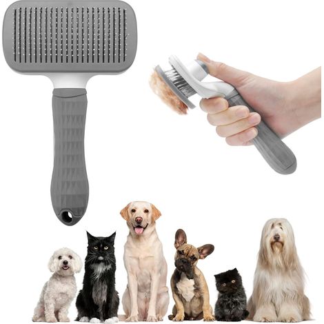 rosse pour chien chat - Brosse chien à pour poils courts longs - Brosse à poils d'animaux - Brosse autonettoyante - Brosse de toilettage pour chiens et chats - Peigne pour enlever les sous-poils (1/5)