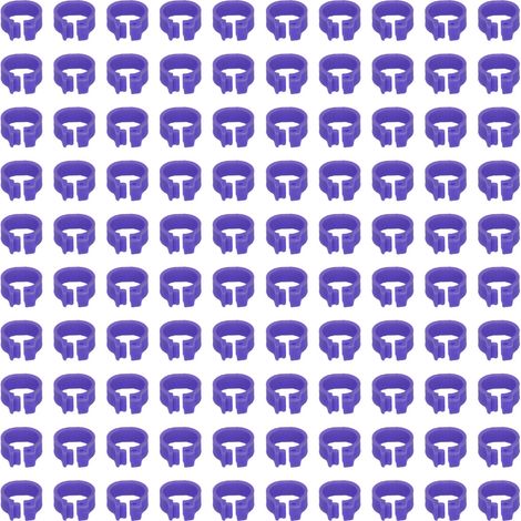 Lot de 100 bagues d'identification pour pigeons de 8 mm, sans inscription, violettes.