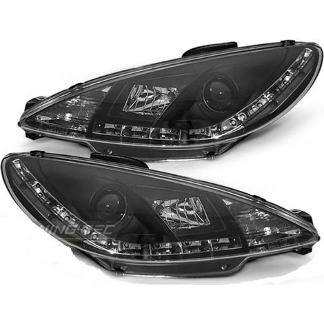 Paire de feux phares Peugeot 206 98-02 Daylight led noir-27361718 (1/2)