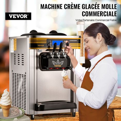 Machine à Crème Glacée Molle 22-30L/h Machine à Glace Molle avec Trémie 6L Sorbetière à Glace Pré-Réfrigération Décongélation en Un Clic 3 Saveurs pour Café Snack-bar Camion-restaurant (1/5)