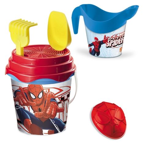 MGM - 048450 - OUTILLAGE DE JARDIN POUR ENFANT - SEAU GARNI ARROSOIR - SPIDERMAN - 17 CM