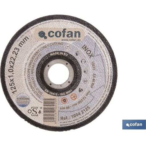 Disque à tronçonner de 125 mm pour métaux, 1 mm d'épaisseur, certifié conforme à la norme ISO 9001. (1/4)