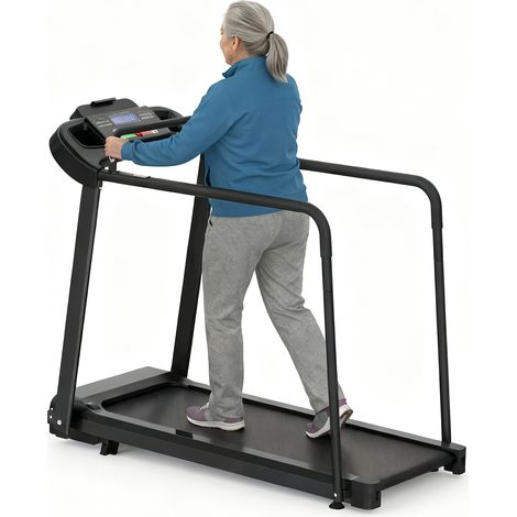 Tapis de course électrique avec pente réglable sur 2 niveaux – Appareil de fitness pour seniors, charge maximale 120 kg, plateau de marche avec fonction application pour le fitness à la maison (1/5)