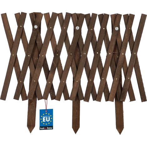 KOTARBAU® Cloture Bois - Bordure de Jardin en Bois à Planter 127 x 40 cm - Ganivelle Extensible - Clôture Bois Exterieur - Barrière en Bois Jardin - Marron (1/4)