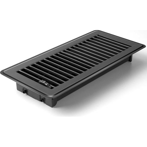Grille d'aération de sol 4" x 10", couvercle pour murs et sols, noir (1/5)