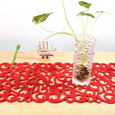 Nappe rectangulaire en feutre, set de table, chemin de table, dessous de plat, décoration maison (Rouge) (1/5)
