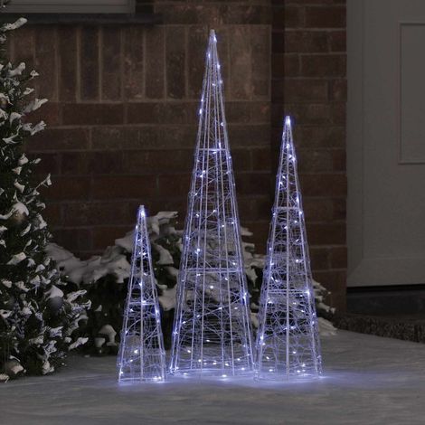 Weihnachtsbaum mit 90 LEDs 3 pcs Kaltweiß 20 x 20 x 80 cm Acryl