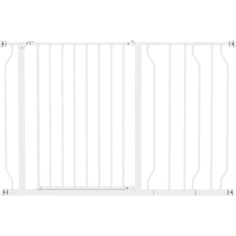 Adjustable White Dog Safety Gate with Door Pressure for Doorways,Hallways,and Staircases-115cm High (1/5)