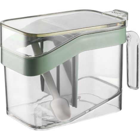 Gewürzbehälter mit luftdichten Deckeln – Set aus 4 Gläsern aus gehärtetem Glas mit integrierten Etiketten und Spendern