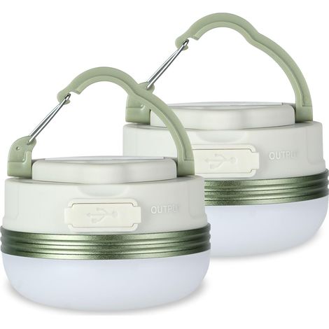 Camping Lights, Rechargeable LED Tent Lights, 4 Modes USB Portable SOS Light with Magnetic Base and Hook, IP43 Waterproof for Outdoor Use, Hiking, Fishing, Power Outages (2PCS)