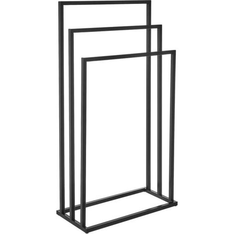 Porte Serviette sur Pied en Métal Noir 3 Bras (1/4)