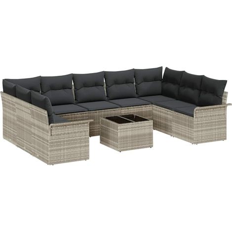 Maison Exclusive - Gartensofa-set mit Speicher 10 pcs Grau Poly-R