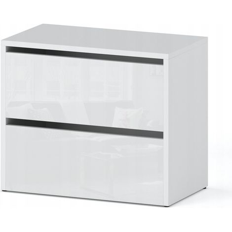 Meuble à chaussures blanc brillant 60 cm – Panneau stratifié résistant aux rayures – Charnières GTV – 6 tiroirs extensibles (1/2)