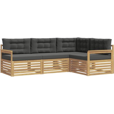 Set di divani da esterno 5 pcs Bianco e Antracite Poliestere vidaXL